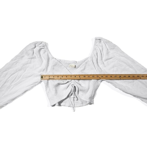 Aeropostale Womens White Drawstring-Front Cropped Top (Size - see pictures) - Picture 3 of 6